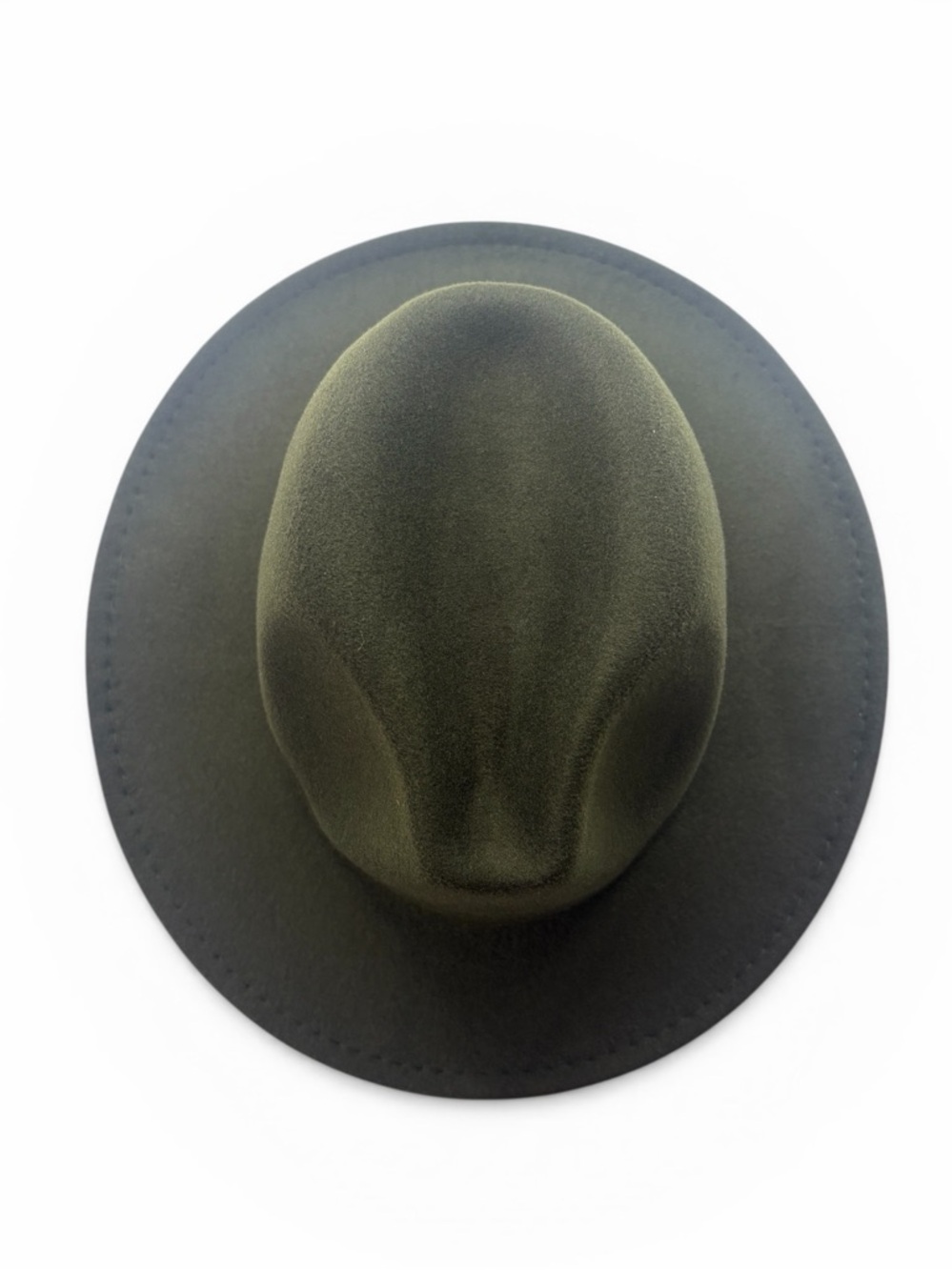 Dark Olive Wide-Brimmed Felt Fedora,  Mountain,  Stage Big Brim , Panama hat - Picture 4 of 7
